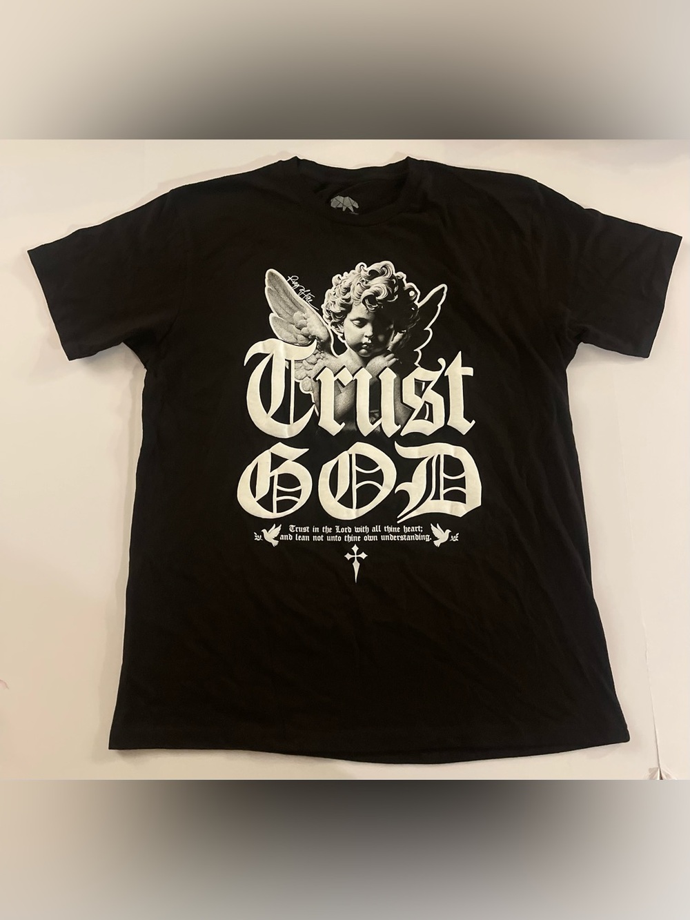 Ring of Fire Black 'Trust God' Angel Graphic Tee
